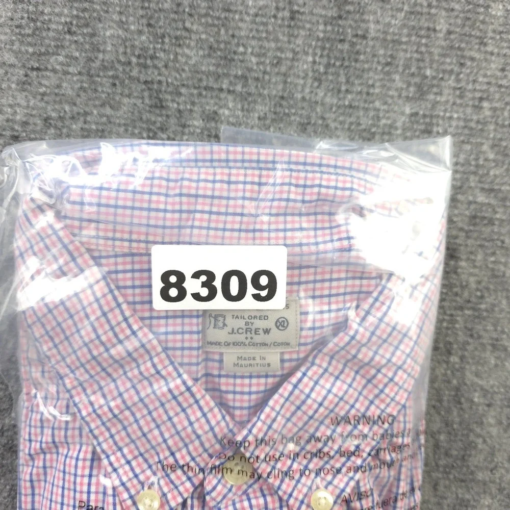 J Crew Shirt XL Pink Blue Check Long Sleeve Button Down‎ Cotton Pocket